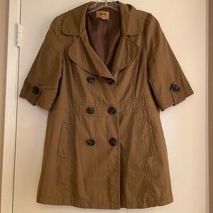 Forever Twenty One Brown Button Boho Short Sleeved Coat